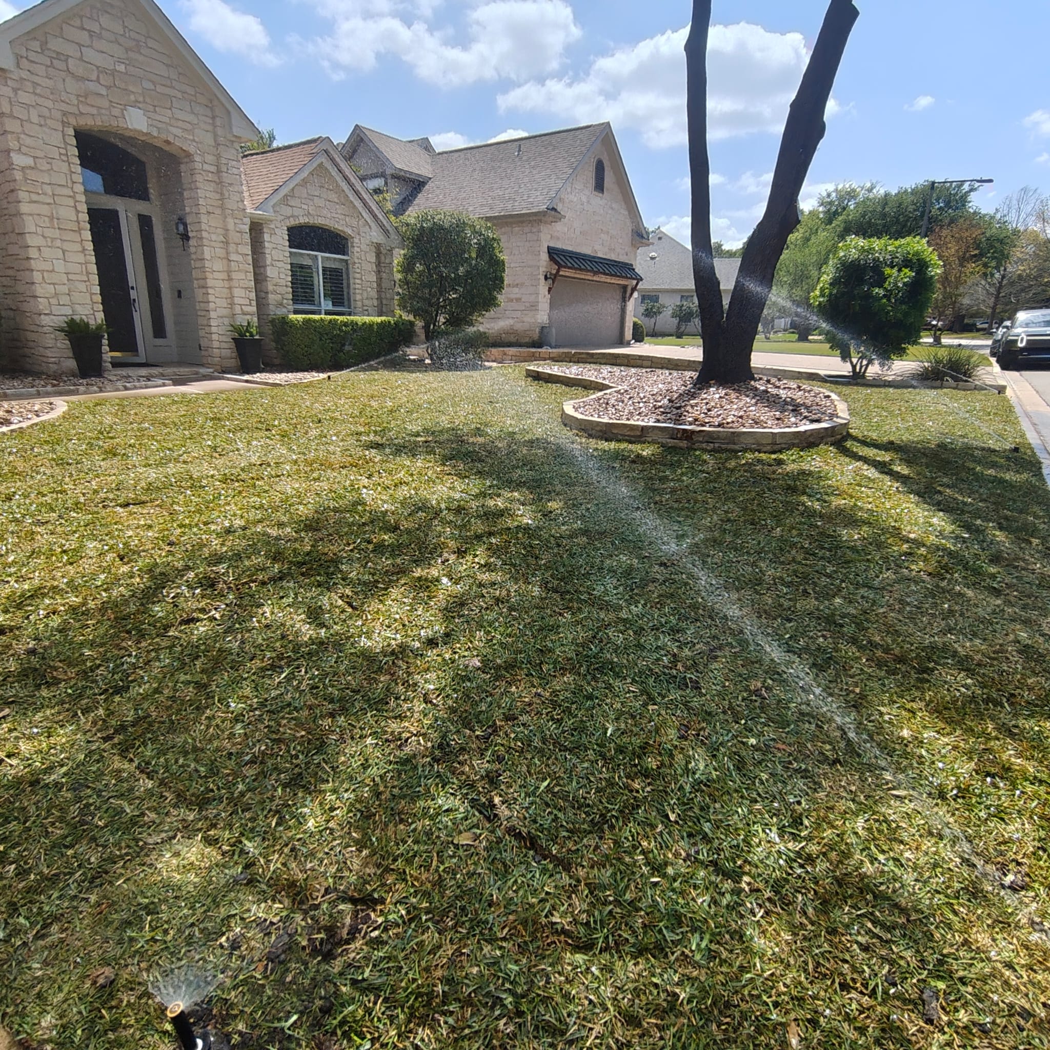 austin landscaping desing by sprinkler and landscape medics after